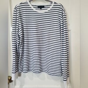 Banana Republic Black and White Striped Men's Shirt